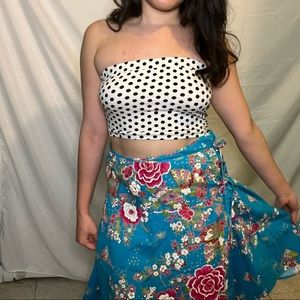Asian Inspired Floral Wrap Skirt